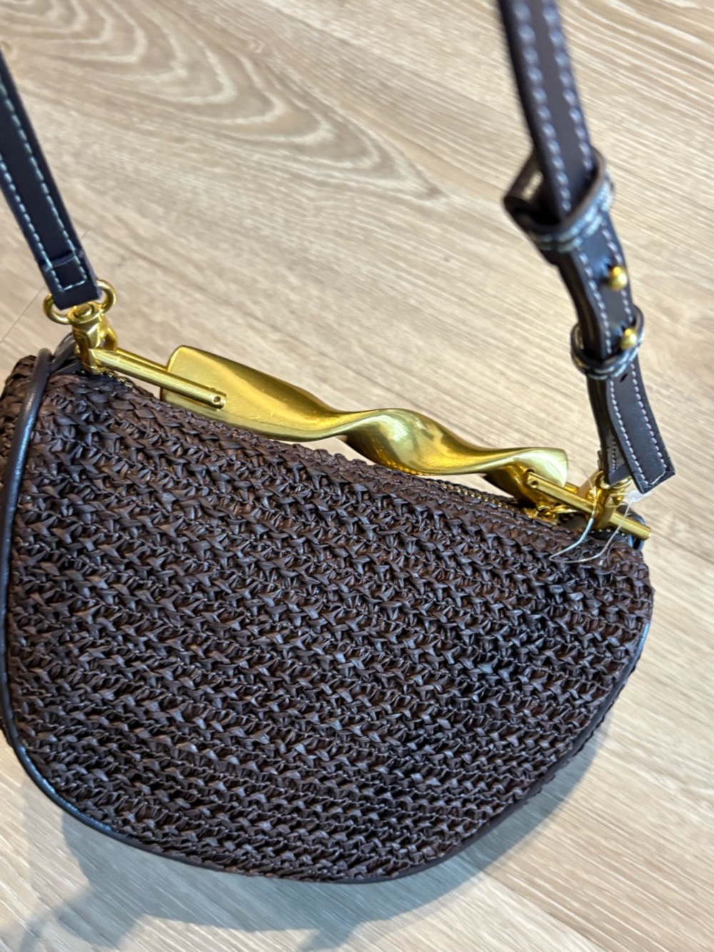 Woven Crossbody Bag in Dark Brown